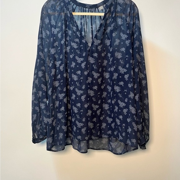 Vince Floral Sheer Navy Blouse - Picture 4 of 6